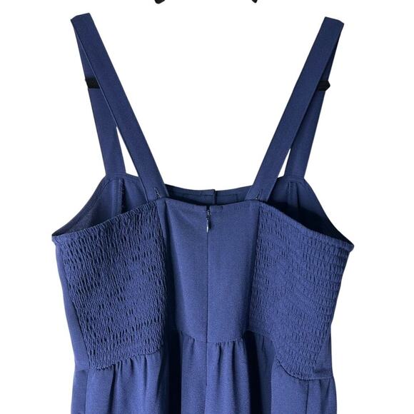 Madewell Jumpsuit Womens Size 2 Navy Blue Smocked Button-Front Wide Leg Cropped - Picture 7 of 16